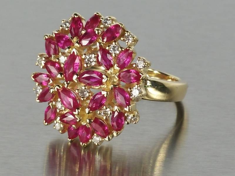 lot 6 image: Effy Designer Natural Ruby and Diamond Cluster Ring - $5725 Retail