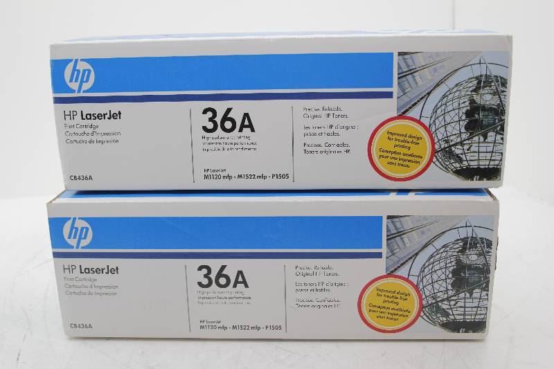 lot 15 image: Lot of 2 HP toner 36A (CB436A) for HP Laser Jet printers M1120 mfp, M1522 mfp, P1505