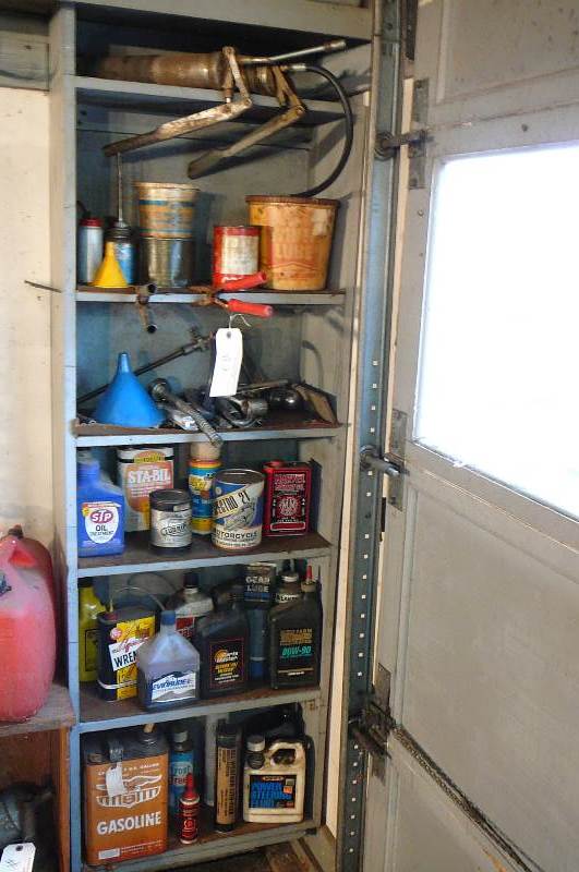 lot 2 image: Automotive oil cans, Grease Guns, Grease transmission Fluid, Gear lube, Sta-bil, Power steering fluid, Gas Can
