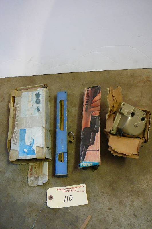 lot 110 image: Sherlock boat lock, door, chim, heated windshield ice scraper, handi gripper