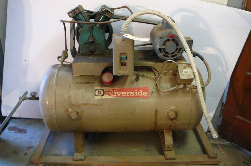 lot 116 image: Riverside air compressor, Dayton motor model # 6k031, HP 1 12