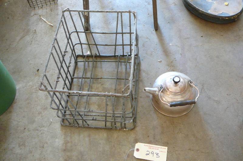 lot 293 image: Vintage Milk Crate and Coffee Pot