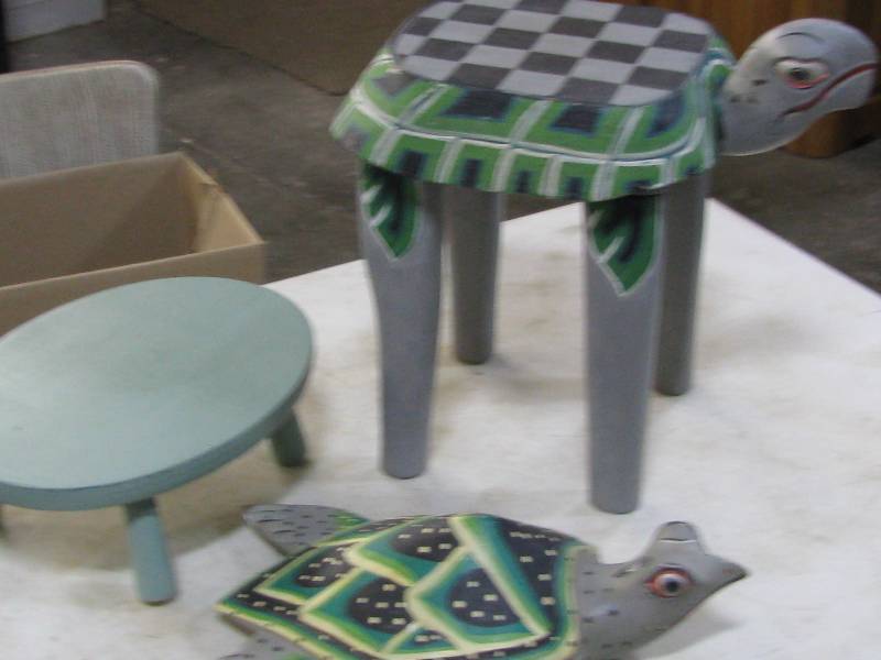 Wood Stools & Turtle