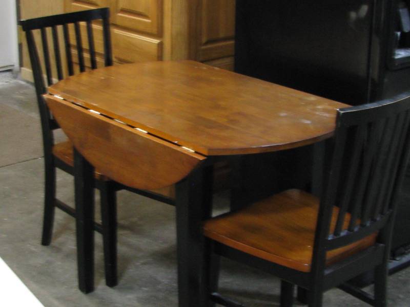 Wood Drop Leaf Table & 2-Chairs
