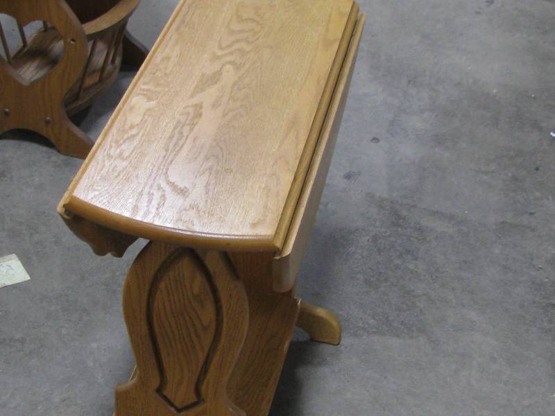 Oak Drop Leaf End Table