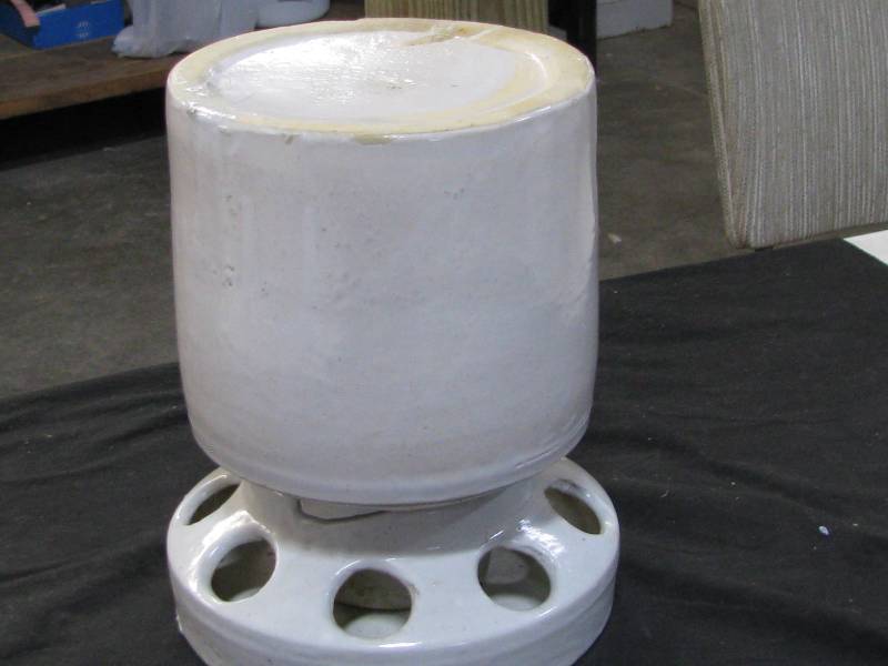 Crock Chicken Feeder Waterer Antique Collectible Consignment