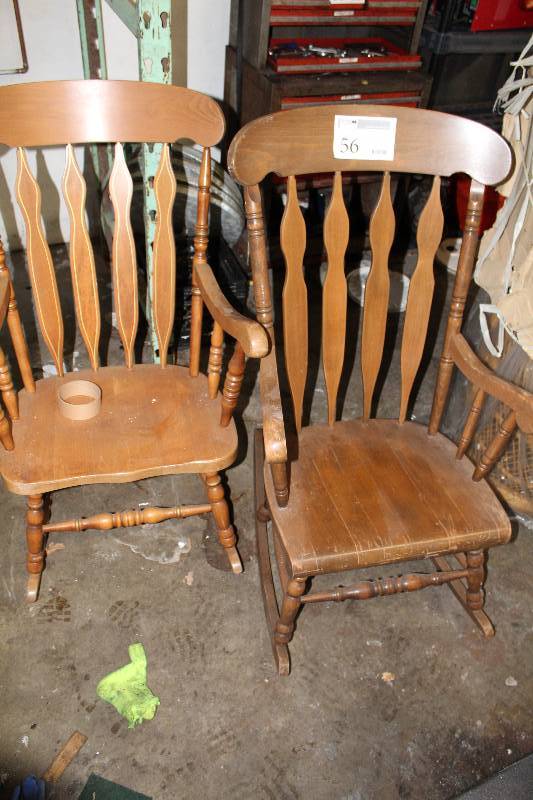 lot 56 image: Lot of (2) Wood Rocking Chairs