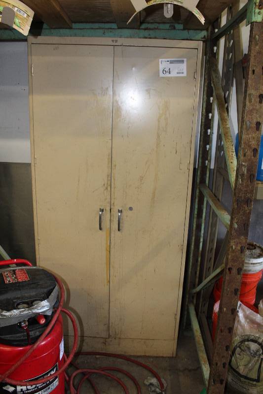 lot 64 image: 2-Door 1-Shelf Metal Storage Locker