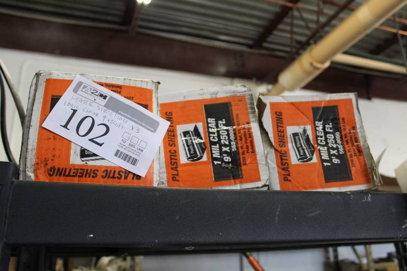 lot 102 image: Lot of (3) 1mil Clear Plastic Sheeting