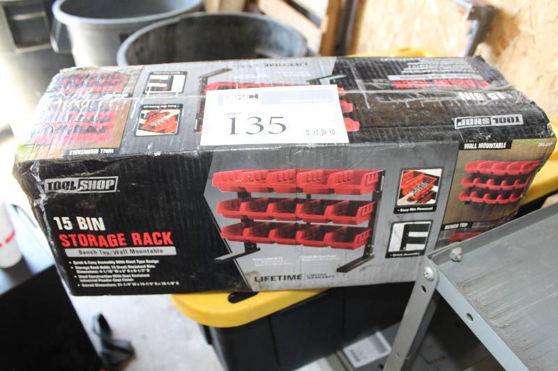 lot 135 image: 15-bin Storage Rack