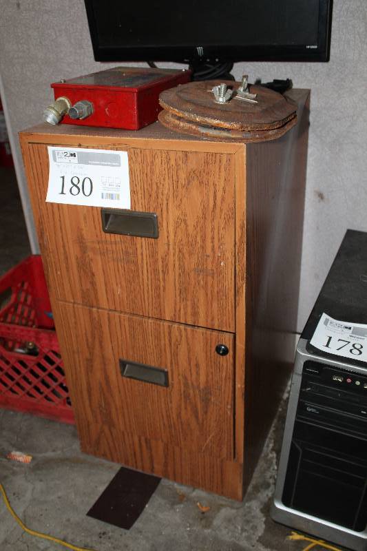 lot 180 image: 2-Drawer Wood File Cabinet