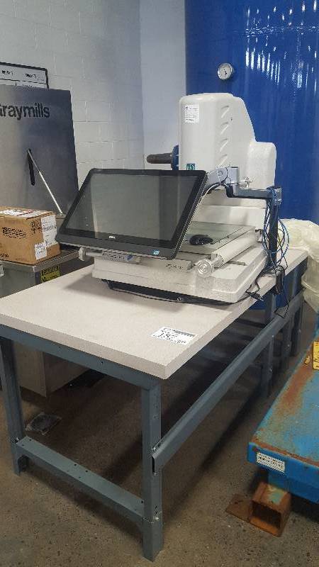 lot 187 image: 2013 Micro Vu Sol 311 Precision Measurement System w Dell Monitor, Ergotron Mount & Metal Frame Shop Table