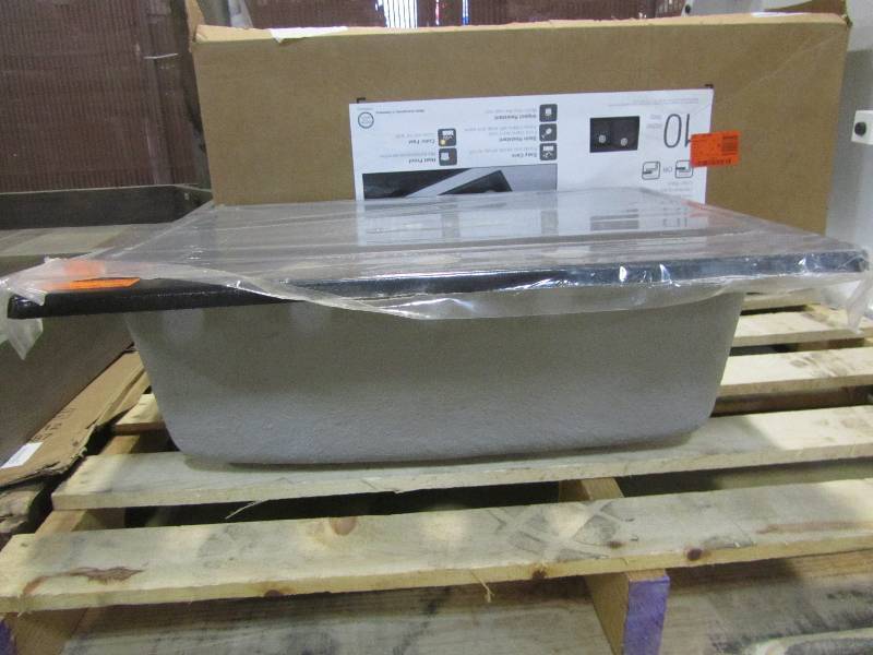 lot 19 image: Mont Blanc Northbrook Drop-In Composite Granite 25 in. 4-Hole Single Bowl Kitchen Sink in Black