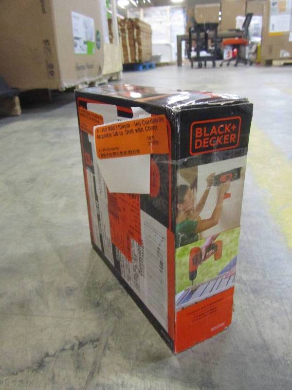 lot 36 image: BLACKDECKER 8-Volt MAX Lithium-Ion Cordless Rechargeable 38 in. Drill with Charger