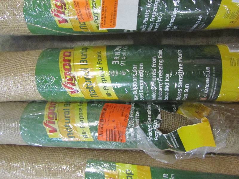 lot 71 image: Vigoro 3 ft. x 24 ft. 100% Natural Burlap Landscape Fabric (lot of 4)
