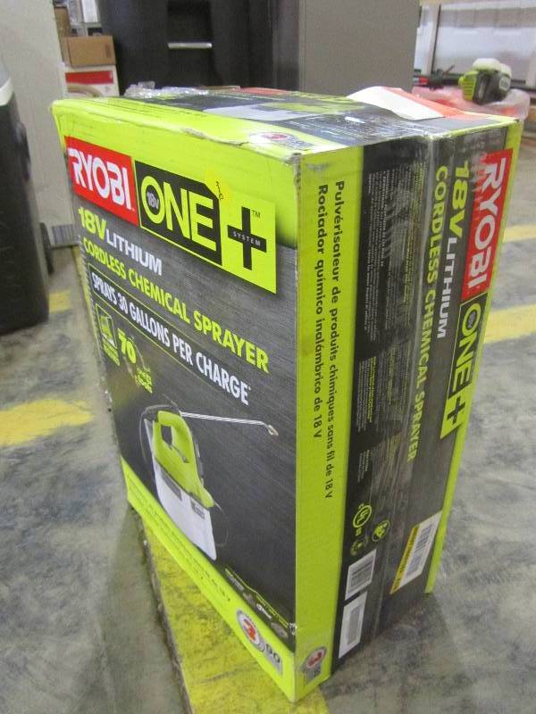 lot 78 image: Ryobi ONE 18-Volt Lithium-Ion Cordless Chemical Sprayer - 1.3 Ah Battery and Charger Included