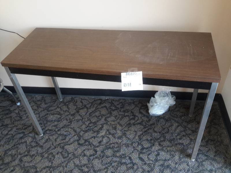 lot 54 image: Simulated wood and Chrome table