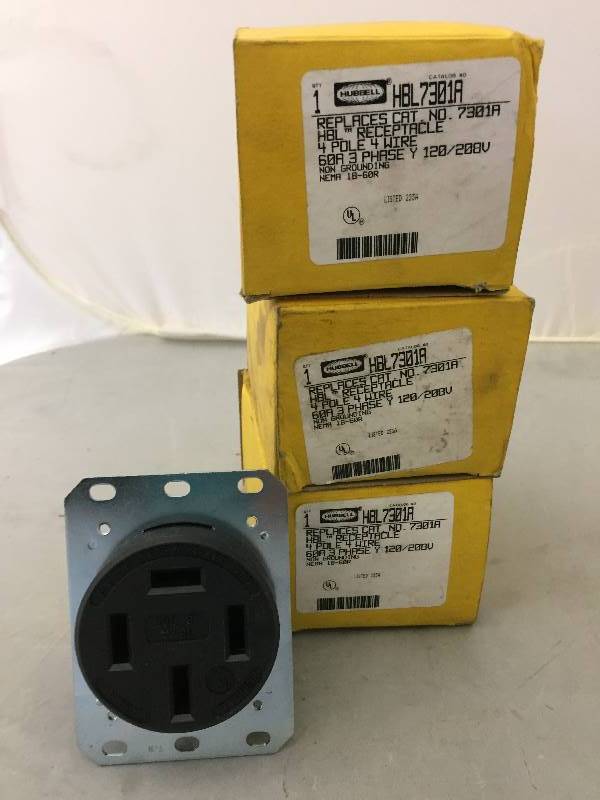 lot 57 image: 3 Hubbell HBL7301A Receptacle