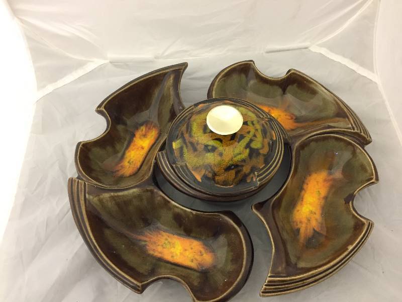 lot 67 image: MCM 3 Piece Chip Vege Dip Server