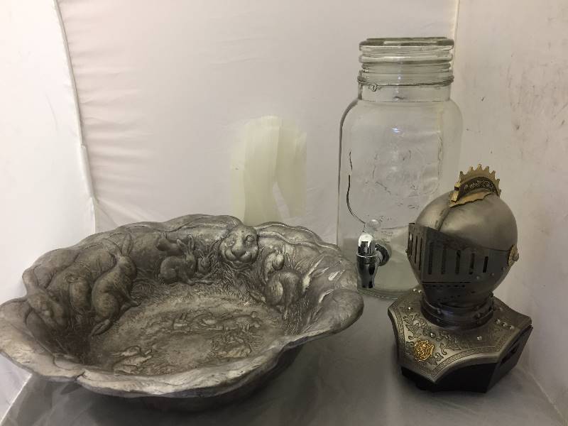 lot 73 image: Beverage Server, Bowl, Talking Armor, Onyx Bookend
