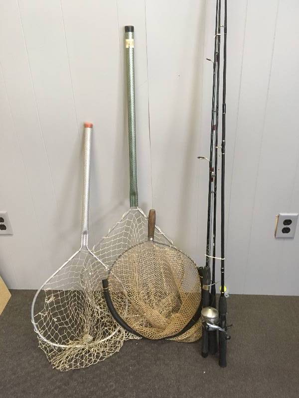 lot 117 image: Fishing Rods & Reel & Fishing Nets