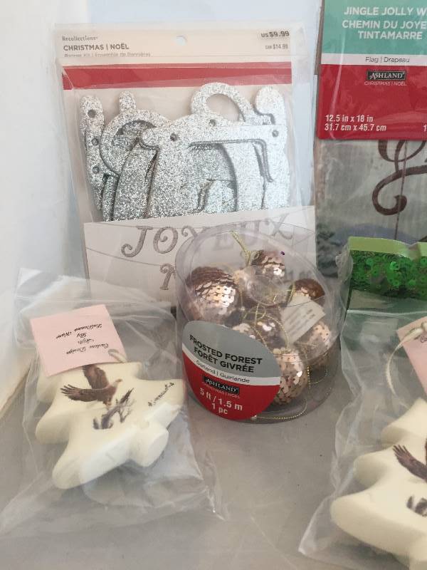 lot 173 image: New Christmas Decorations & Pottery Barn Stocking Holder