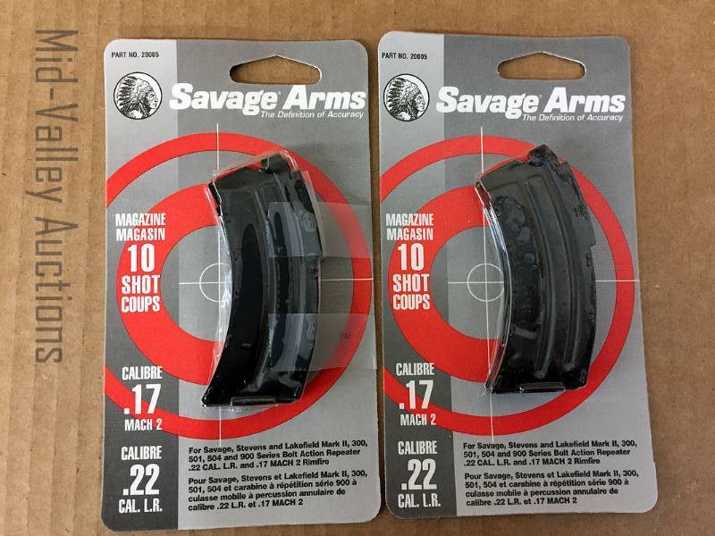 lot 490 image: 2 - Savage Arms .17 Cal & .22 Cal LR Magazines 10 Shot