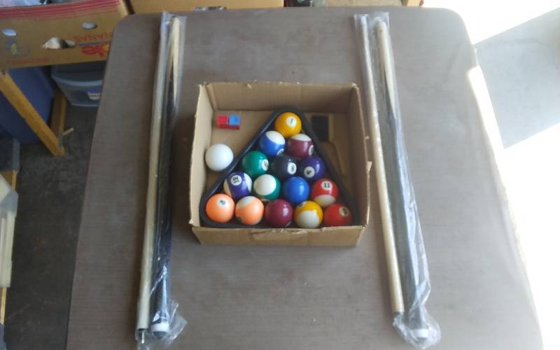 lot 24 image: PoolBilliards Related  Balls, Rack, Cues, Chalk, Table Brush