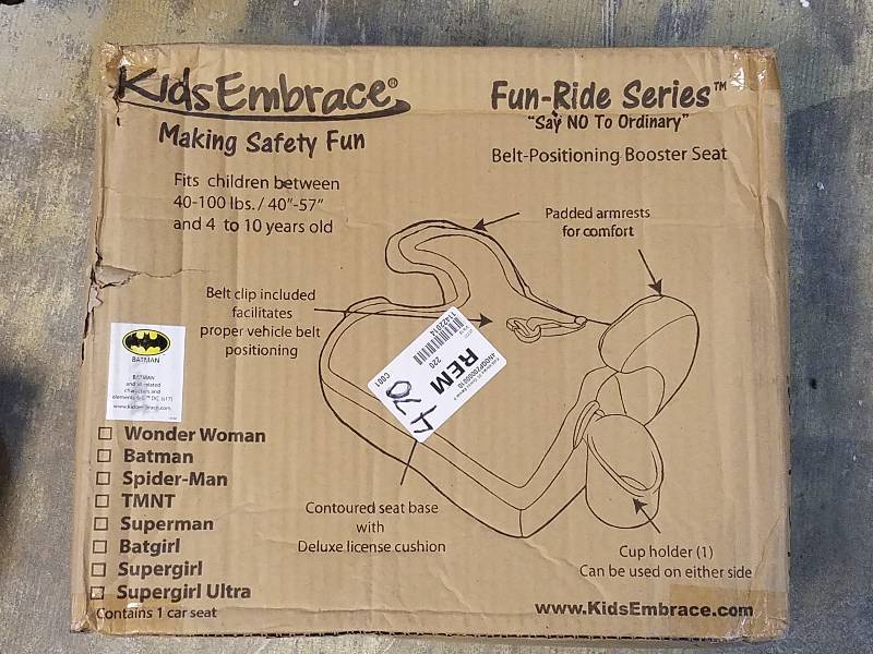 lot 470 image: KidsEmbrace Fun-Ride Series DC Comics Batman Backless Booster Car Seat