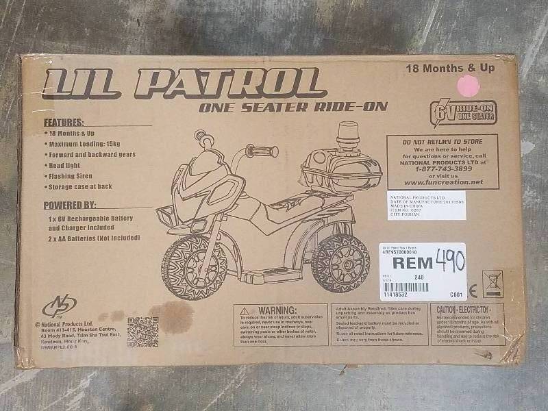 lot 490 image: Kid Motorz Lil Patrol Pink 6V Motorcycle Ride-On