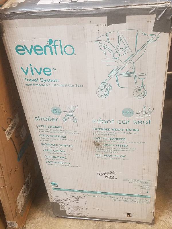 lot 507 image: Evenflo Vive Travel System wEmbrace Spearmint Spree