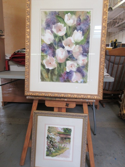 TWO FRAMED SPRING FLORAL PRINTS