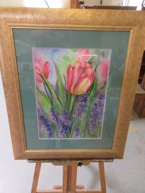 FRAMED FLORAL PRINT BY MARLENE MULLIN 2001
