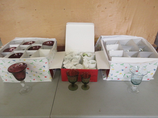 32 PIECE COLORED STEMWARE.