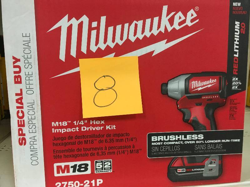 Milwaukee M18 18-Volt Lithium-Ion Brushless Cordless 14 in. Compact Impact Driver Kit W(1) 2.0Ah Battery,Charger and Tool Bag new