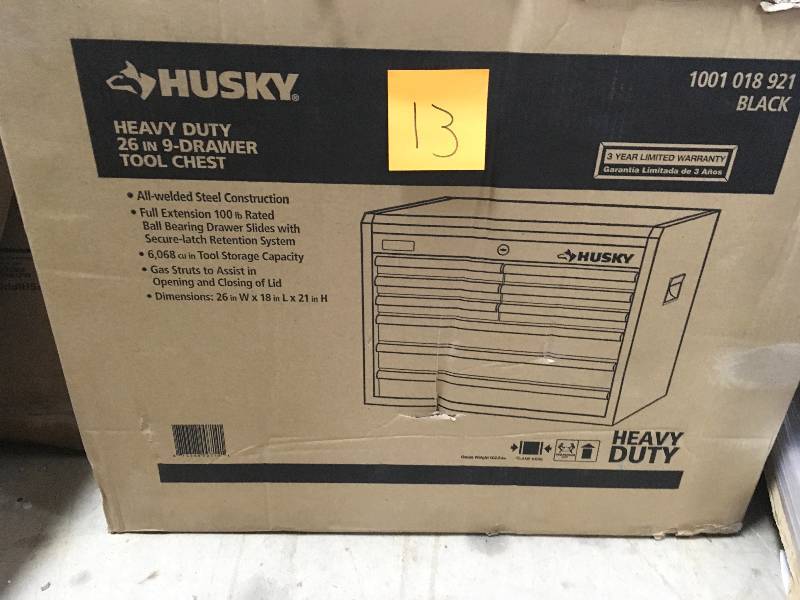 Husky Heavy-Duty 26 in. 9-Drawer Tool Chest, Black  open box not used