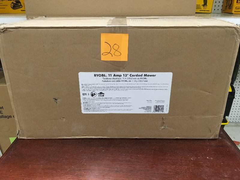 Ryobi 11 Amp 13 in. Corded Walk Behind Push Mower open box not used