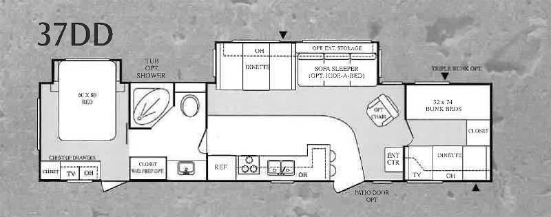 lot 0016 image: 2002 Keystone Hornet 37DD Destination Trailer
