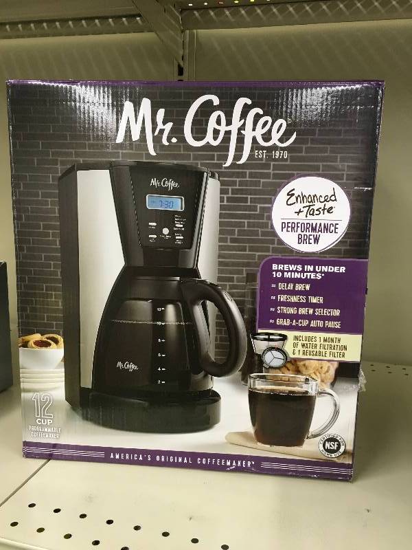 MR. COFFEE 12-CUP BREWER, RETAIL $29.99