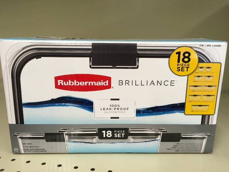 RUBBERMAID BRILLIANCE 18PC SET, MSRP $29.99