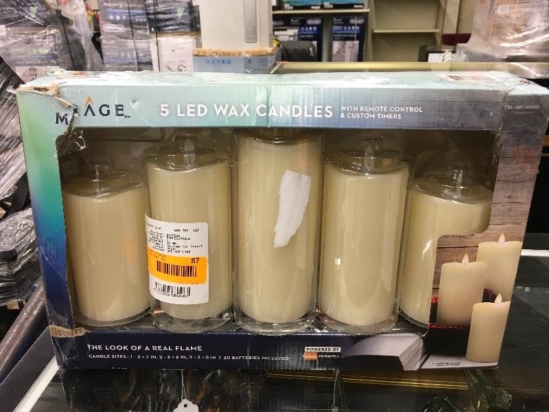 MIRAGE 5PC LED CANDLES, RETAIL $39.99