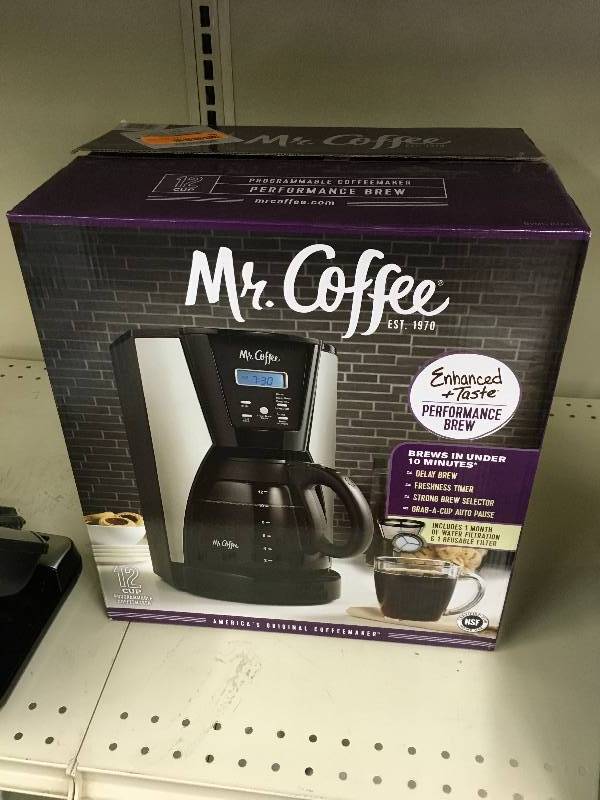 MR. COFFEE 12-CUP BREWER, RETAIL $29.99