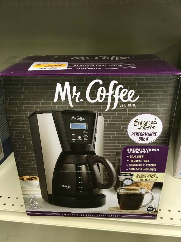 MR. COFFEE 12-CUP BREWER, RETAIL $29.99