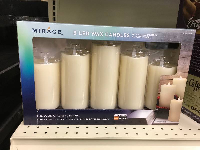 MIRAGE 5PC LED CANDLES, RETAIL $39.99
