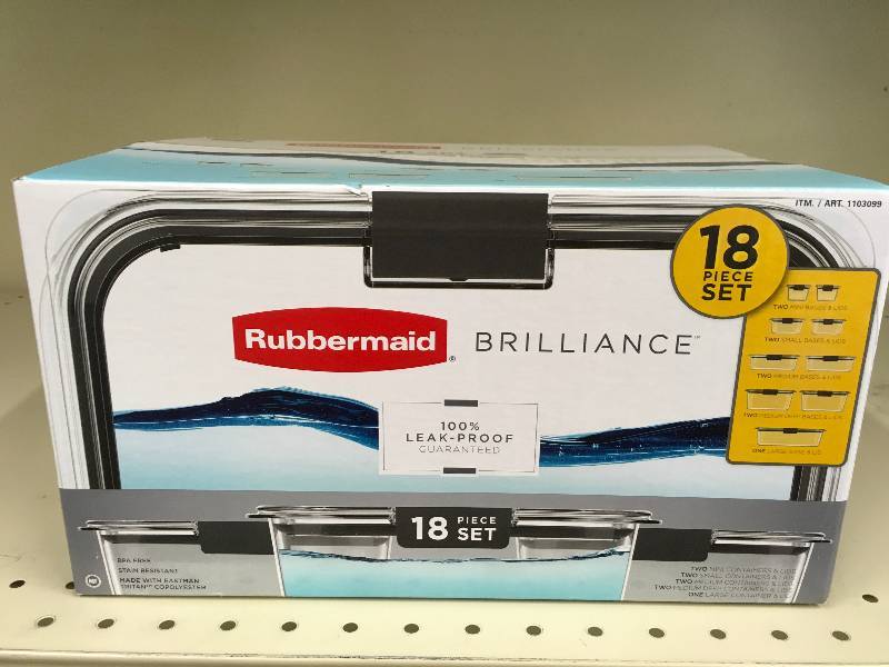 RUBBERMAID BRILLIANCE 18PC SET, MSRP $29.99