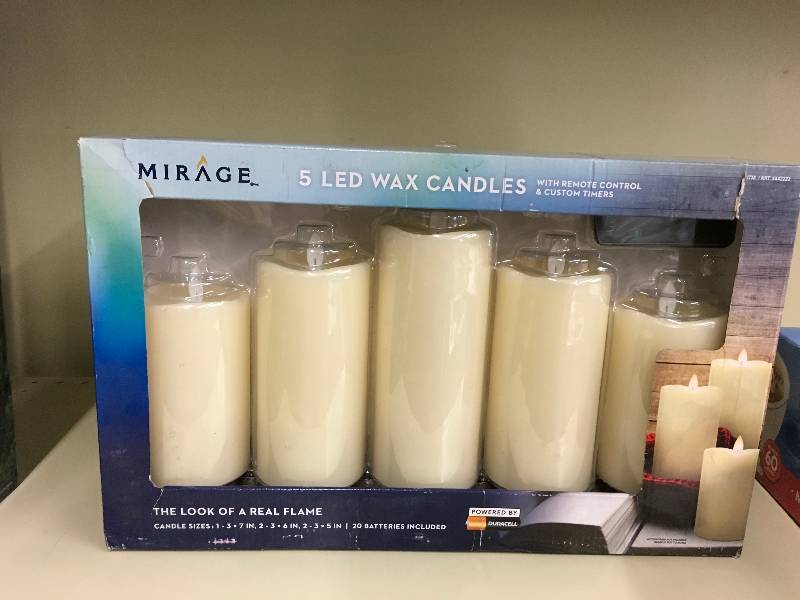 MIRAGE 5PC LED CANDLES, RETAIL $39.99