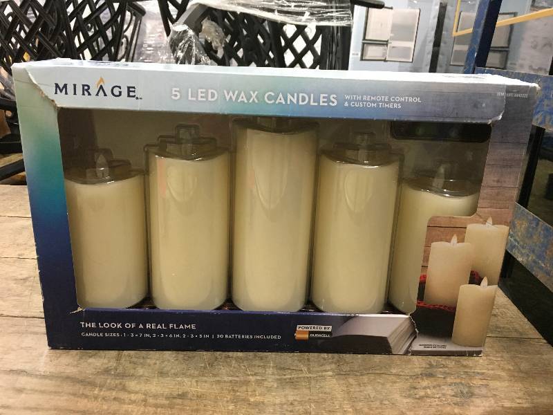 MIRAGE 5PC LED CANDLES, RETAIL $39.99