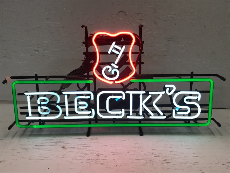 lot 5 image: Becks Beer Neon Sign, 16x28 ...