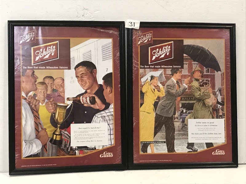lot 31 image: (2) Framed Schlitz Beer Signs, 20x...