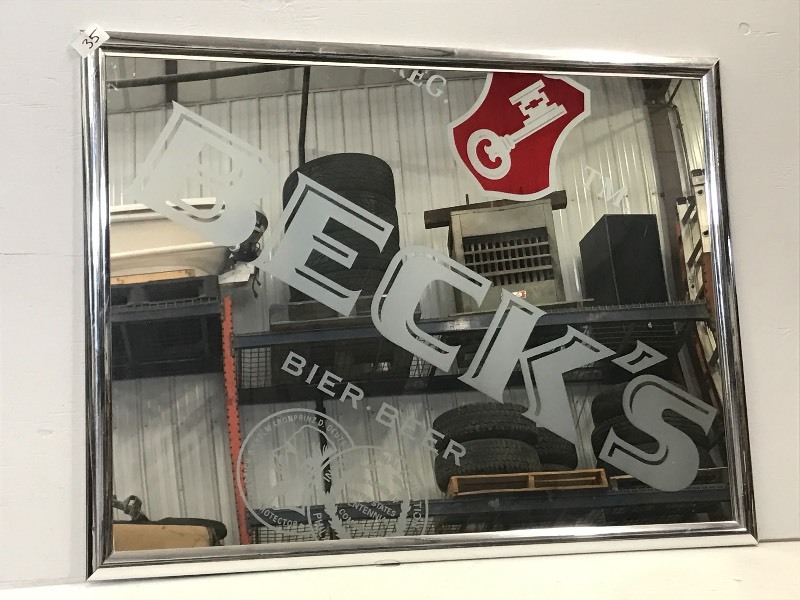 lot 35 image: Becks Beer Mirrored Sign, 39x52 ...
